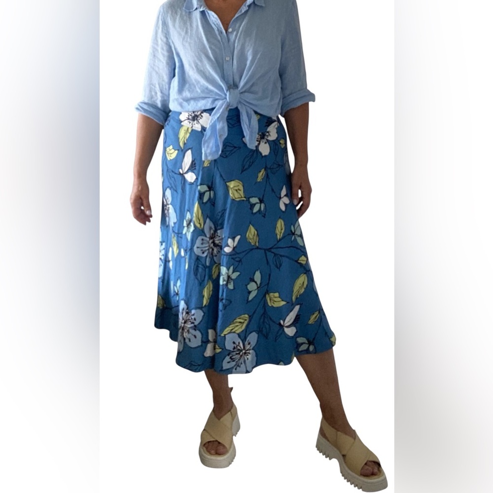 Emma James Linen Blend A-line Skirt EUC Size 8 fits Size M Cottagecore Floral